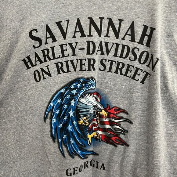 Harley-Davidson Built for Speed Savannah GA American Flag w Eagle SZ XXL - Picture 5 of 6